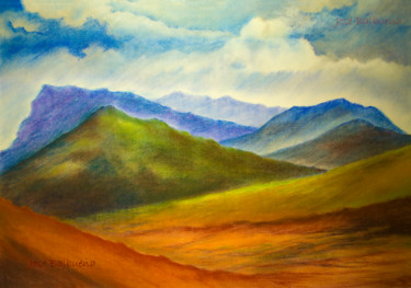 Painting titled ""El valle de la asc…" by José Balbuena, Original Artwork, Pastel