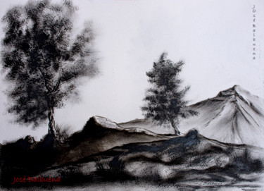 Pintura titulada ""Montaña a la dista…" por José Balbuena, Obra de arte original, Tinta