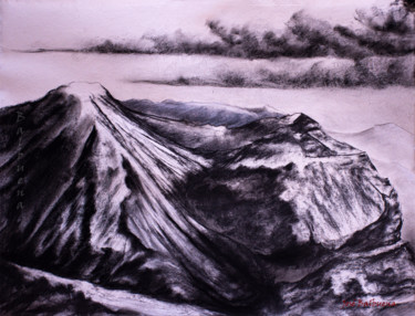 Drawing titled ""Sobre las montañas"" by José Balbuena, Original Artwork, Charcoal