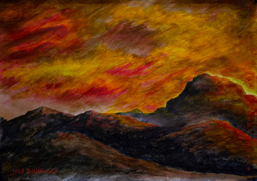 Pintura titulada ""Tarde de otoño"" por José Balbuena, Obra de arte original, Tinta
