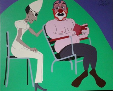 Peinture intitulée "les vieux amants" par Josett, Œuvre d'art originale, Huile
