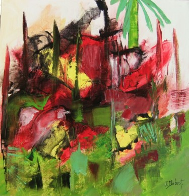 Painting titled "sous-le-palmier.jpg" by Josette Dubost, Original Artwork