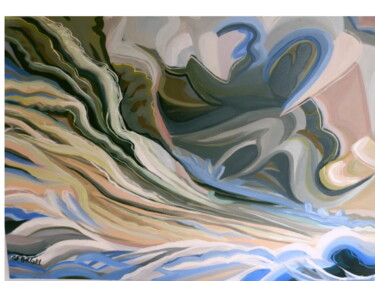 Peinture intitulée "vague-porspoderienn…" par Josette Georgel, Œuvre d'art originale, Huile