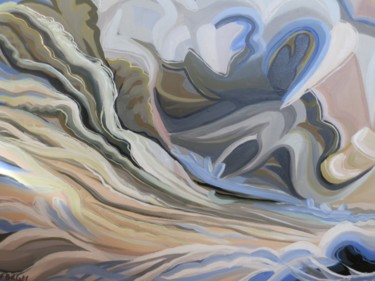 Peinture intitulée "vague porspoderienne" par Josette Georgel, Œuvre d'art originale, Huile