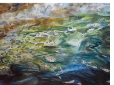 Pintura intitulada "NIAUX RIVER/09" por Josette Georgel, Obras de arte originais, Aquarela