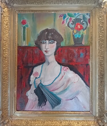 Painting titled "Madame de Gallifet" by Josette Priour, Original Artwork, Oil