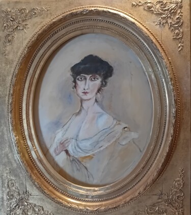 Painting titled "Anna de Noailles" by Josette Priour, Original Artwork, Pastel