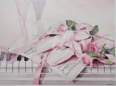 Peinture intitulée "Petits Chaussons" par Josette Roboam, Œuvre d'art originale, Aquarelle