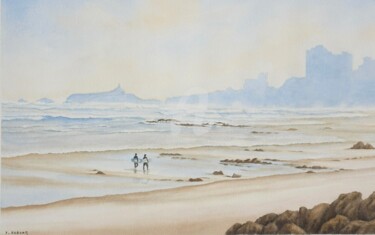 Painting titled "Atlantique (Biarrit…" by Josette Roboam, Original Artwork, Watercolor