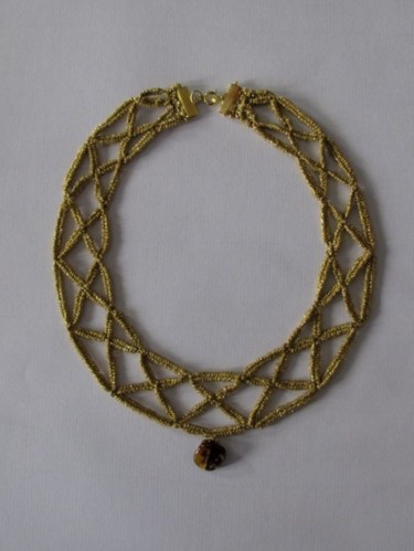 Artisanat intitulée "collier de dentelle" par Josette Garrigues, Œuvre d'art originale, Bijoux