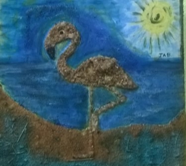 Malerei mit dem Titel "Flamingo" von Jab, Original-Kunstwerk, Aquarell