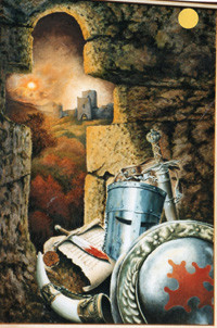 Schilderij getiteld "La fin des Cathares" door José Windels, Origineel Kunstwerk