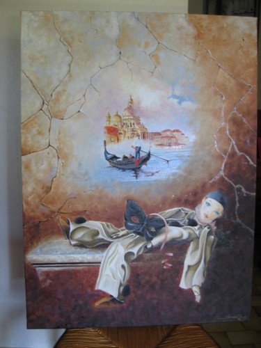 Malerei mit dem Titel "le rêve de Pierrot" von José Windels, Original-Kunstwerk