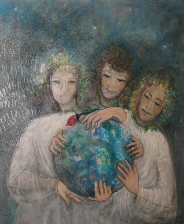 Peinture intitulée "Ils veillent" par Joshima, Œuvre d'art originale, Huile