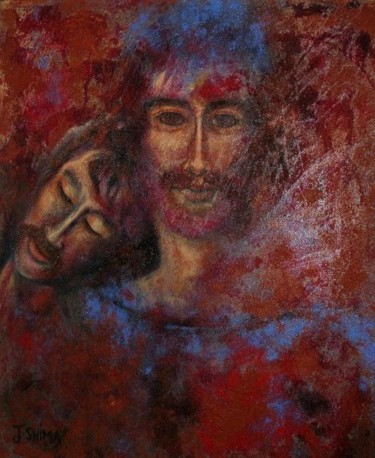 Malerei mit dem Titel "Les deux frères" von Joshima, Original-Kunstwerk, Öl