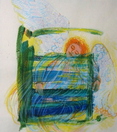 Peinture intitulée "Les anges (détail)" par Joshima, Œuvre d'art originale, Huile