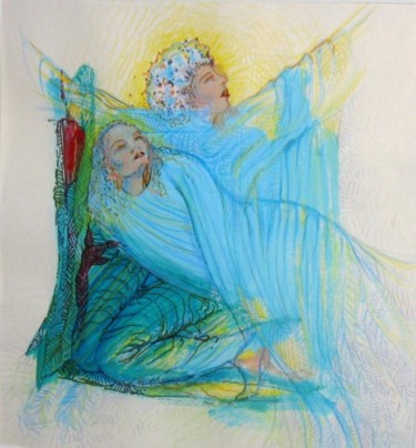 Peinture intitulée "Les anges (détail)" par Joshima, Œuvre d'art originale, Huile