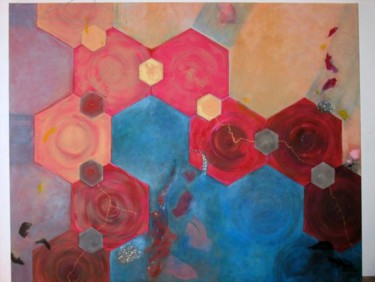 Peinture intitulée "Motifs hexagonaux a…" par Joshima, Œuvre d'art originale