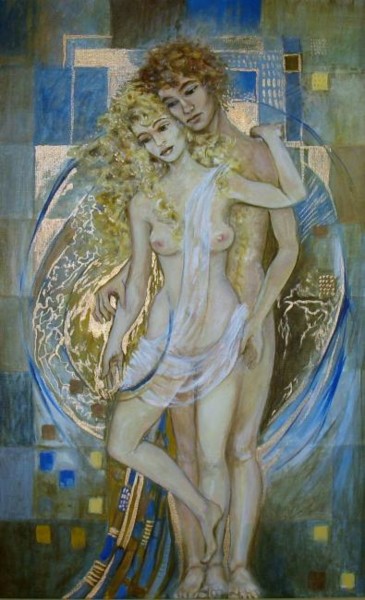 Peinture intitulée "Icône à la femme bl…" par Joshima, Œuvre d'art originale