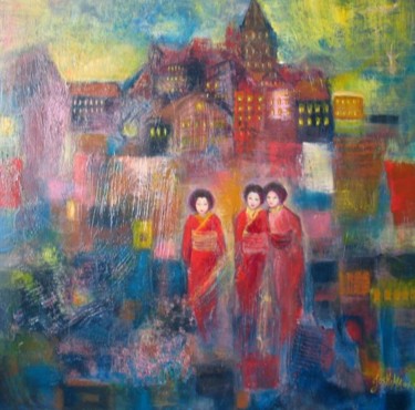 Peinture intitulée "Les visiteuses" par Joshima, Œuvre d'art originale
