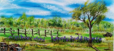 Картина под названием "Tulip Field" - Joshua Rhodes, Подлинное произведение искусства, Масло