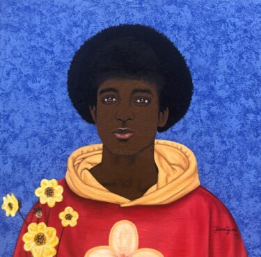 Malerei mit dem Titel "Afrolicious 1" von Joshua Salami, Original-Kunstwerk, Öl