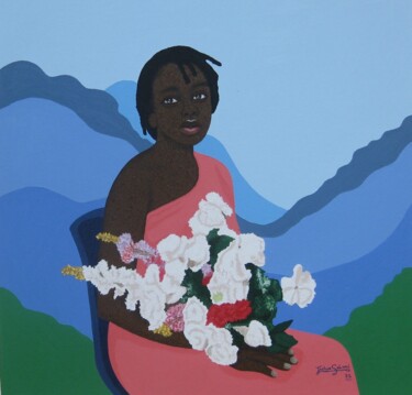 Malerei mit dem Titel "Sitting pretty" von Joshua Salami, Original-Kunstwerk, Öl