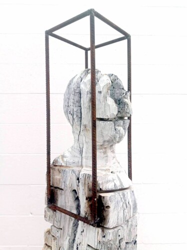 Sculpture titled "Fiammifero" by Joshua Stazio, Original Artwork, Wood
