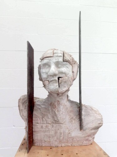 Sculpture titled "Uomo di gesso" by Joshua Stazio, Original Artwork, Wood
