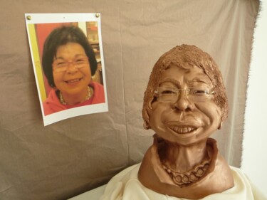 Sculptuur getiteld "caricature dame" door Josi Rica, Origineel Kunstwerk, Terra cotta