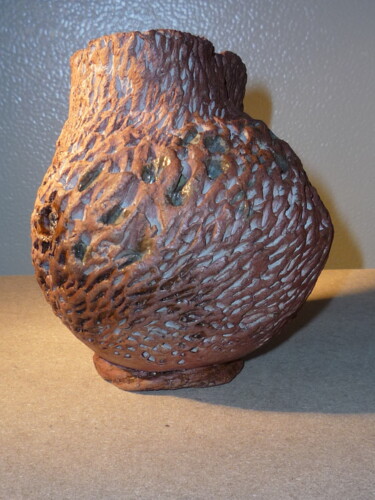 Skulptur mit dem Titel "pot décoratif" von Josi Rica, Original-Kunstwerk, Terra cotta