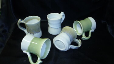 Sculpture intitulée "mugs double émailla…" par Josi Rica, Œuvre d'art originale, Terre cuite