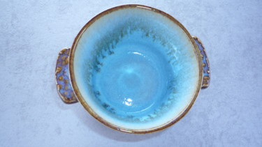 Sculpture intitulée "petit pot déco bleu" par Josi Rica, Œuvre d'art originale, Terre cuite