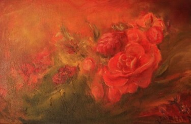 Peinture intitulée "Roses" par Josiane Amblard, Œuvre d'art originale