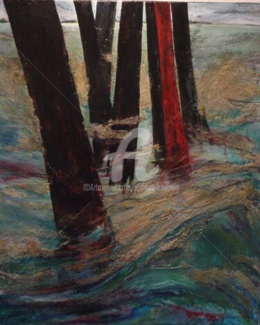 Peinture intitulée "montée des eaux des…" par Josiane Chauvin, Œuvre d'art originale, Huile
