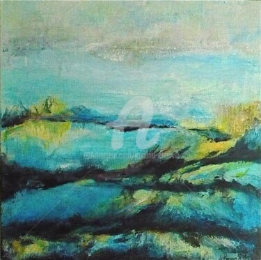 Painting titled "paysage marin" by Josiane Chauvin, Original Artwork, Oil