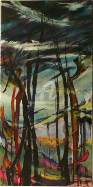 Peinture intitulée "les bois noirs" par Josiane Chauvin, Œuvre d'art originale, Huile
