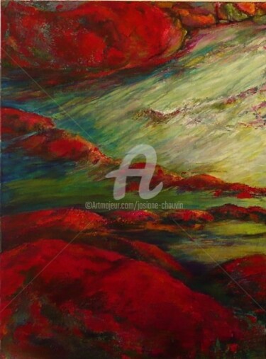 Painting titled "Rouge" by Josiane Chauvin, Original Artwork, Oil