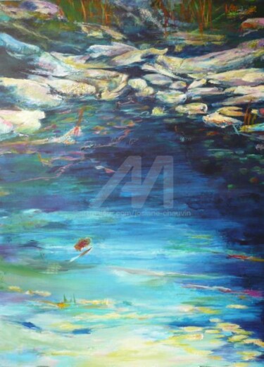 Painting titled "reflets" by Josiane Chauvin, Original Artwork, Oil