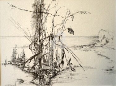 Dibujo titulada "paysage-marin-1.jpg" por Josiane Chauvin, Obra de arte original