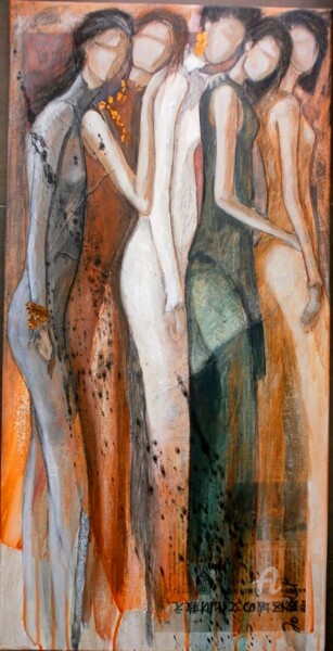 Peinture intitulée "Silhouettes 1" par Jo Croiset, Œuvre d'art originale, Acrylique