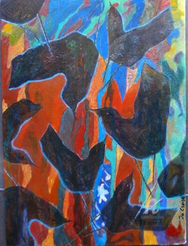 Peinture intitulée "abstrait 4" par Jo Croiset, Œuvre d'art originale, Acrylique Monté sur Panneau de bois