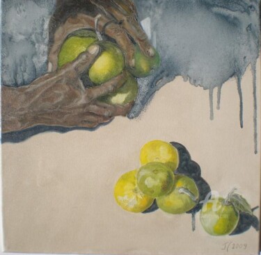 Peinture intitulée "Marché aux citrons" par Jo Croiset, Œuvre d'art originale, Huile