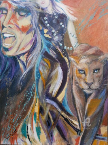 Peinture intitulée "Steven Tyler Dream" par Jo Croiset, Œuvre d'art originale, Acrylique