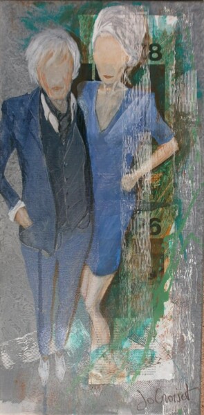 Peinture intitulée "Couple Bleu" par Jo Croiset, Œuvre d'art originale, Acrylique