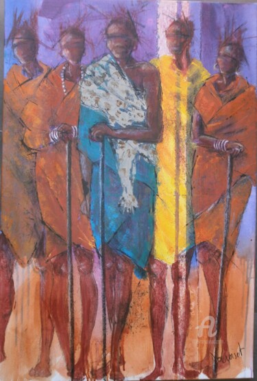 Painting titled "Masaïs I" by Jo Croiset, Original Artwork, Acrylic