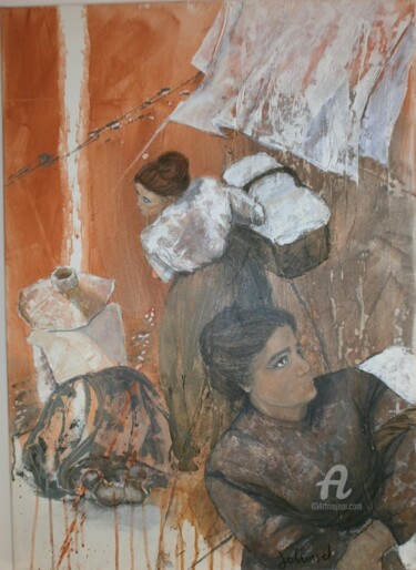 Peinture intitulée "Les Bugadières (d'a…" par Jo Croiset, Œuvre d'art originale, Acrylique