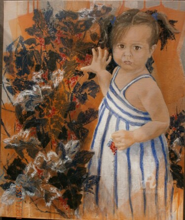 Painting titled "Daria aux Groseilles" by Jo Croiset, Original Artwork, Acrylic