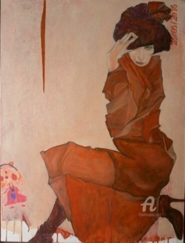 Painting titled "Portrait II (d'aprè…" by Jo Croiset, Original Artwork, Acrylic