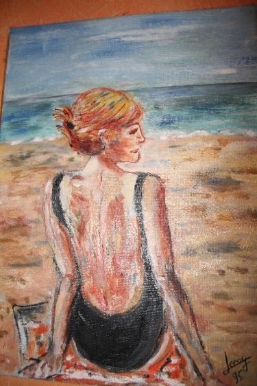Peinture intitulée "capucine à la plage" par Josiane Leroy, Œuvre d'art originale